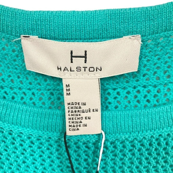 H by Halston Turquoise Pullover Knit Short Sleeve Boat Neck Sweater, Size M, NEW - Picture 2 of 12